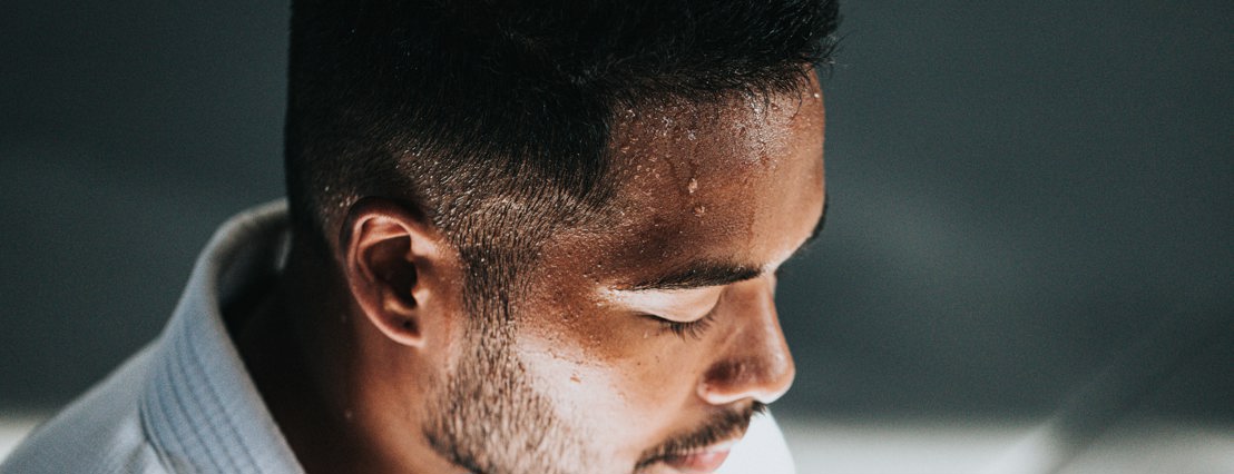 A man sweating excessively